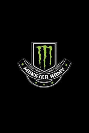 Monster Army標誌，帶有綠色爪痕和銀色星星，背景為黑色 — Monster Energy 壁紙