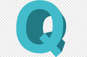 藍綠色 3D 字母 Q 圖形，背景透明。 — 藍色美學電腦 壁紙