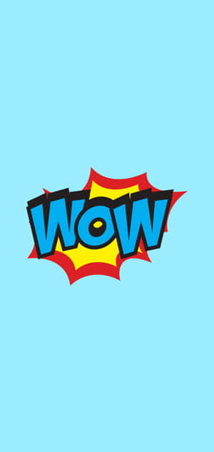 漫畫風格的藍色「WOW」文字，帶有紅色和黃色的爆裂效果，背景為淺藍色。 — Galaxy S24 FE 壁紙
