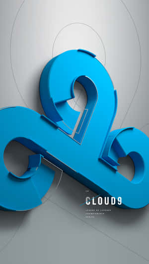 Cloud9 League of Legends Championship Series 標誌，藍色3D設計，灰色背景 — 雲朵 GIF 壁紙