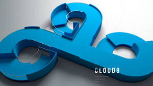 灰色背景上的藍色3D設計Cloud9遊戲標誌 — 雲九 壁紙
