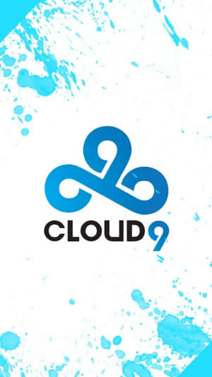 白色背景上帶有藍色油漆飛濺的Cloud9標誌 — 雲朵 GIF 壁紙