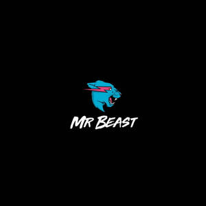 藍色卡通野獸頭，帶有粉紅色閃電咆哮，文字在黑色背景上顯示 MR BEAST。 — 野獸先生 壁紙