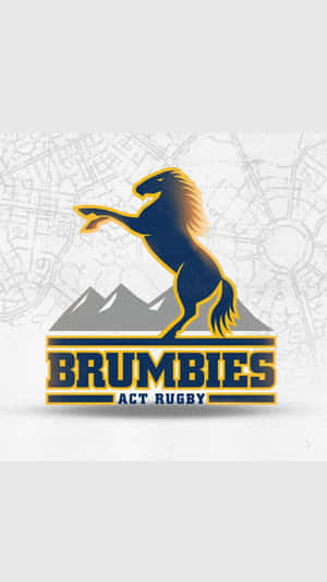 Brumbies ACT Rugby 標誌，在地圖背景上以躍馬越過山脈為特色。 — 野生動物 壁紙