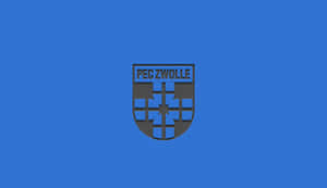 藍色背景，中央有PEC Zwolle足球俱樂部標誌。 — 低對比 壁紙