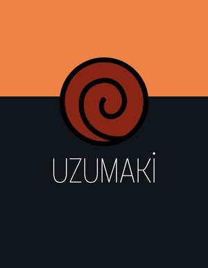 螺旋標誌，在橙色和黑色背景上帶有「UZUMAKI」文字。 — 渦卷一族 壁紙