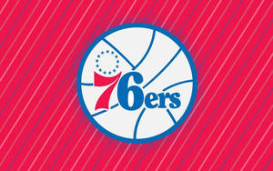 費城76人籃球隊標誌，紅色條紋背景 — NBA 壁紙