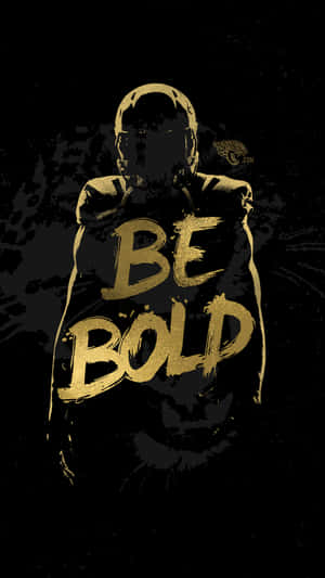 大膽的金色文字「BE BOLD」在深色足球員剪影上。 — 匹茲堡鋼人 壁紙