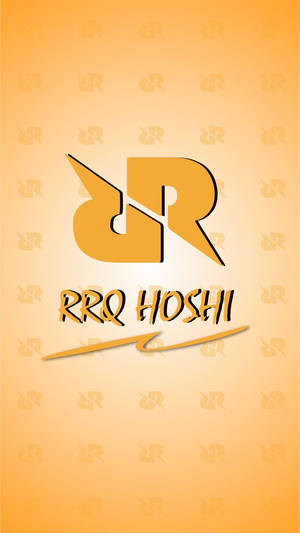 金色 RRQ HOSHI 標誌，背景為橙色漸變，帶有水印圖案。 — 玩家 壁紙