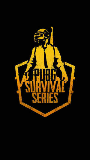 PUBG Survival Series標誌，士兵在黑色背景上以黃色持步槍。 — 遊戲玩家標誌 壁紙