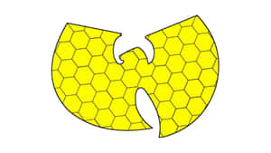 白色背景上帶有六邊形圖案的黃色Wu-Tang Clan標誌 — 嘻哈 壁紙