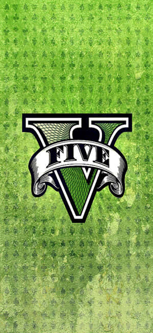 綠色三葉草圖案背景上的 V Five 標誌 — 電玩遊戲 GIF 壁紙