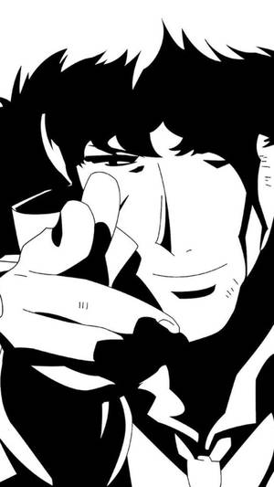 頭髮尖刺的動漫男子微笑著將香煙放在唇邊。 — iPhone Se 壁紙