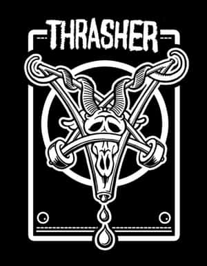 Thrasher雜誌標誌，帶有骷髏、角、鎖鏈和滴落的水滴 — Thrasher 壁紙