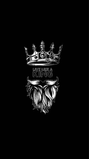 皇冠與鬍鬚圖案，附有短語 live like a king。