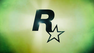 Rockstar Games標誌在綠色和黃色漸變背景上發光。 — 遊戲玩家標誌 壁紙