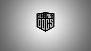 Sleeping Dogs 遊戲標誌，黑色和銀色，位於灰色漸變背景上 — 遊戲玩家標誌 壁紙