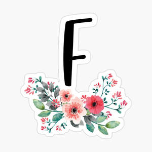 黑色字母F用水彩花朵和葉子裝飾。 — 粉色花朵 壁紙