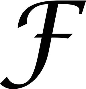白色背景上的大膽黑色斜體字母F — 字母e 壁紙