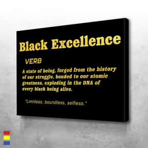 畫布藝術，金色閃粉文字在灰色牆壁上將Black Excellence定義為動詞。 — iPad Pro M4 壁紙
