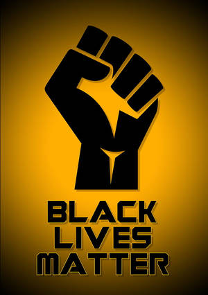 黑色舉起拳頭符號，帶有「BLACK LIVES MATTER」文字，位於黃色漸變背景上。 — 黑色 壁紙