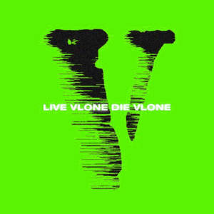 帶有故障效果的V標誌和綠色背景上的文字live vlone die vlone — Vlone 壁紙