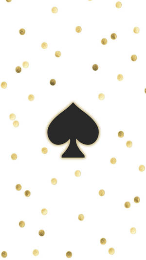 白色背景上帶有金色紙屑的黑色黑桃圖標。 — 玫瑰金 壁紙