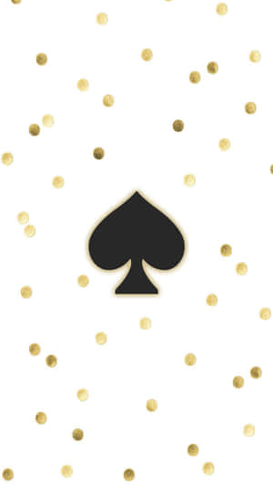白色背景上的黑色黑桃符號與金色紙屑。 — Kate spade 壁紙