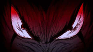 發光的紅色動漫眼睛特寫，在黑暗中散發出強烈的憤怒。 — 惡魔人 Crybaby 壁紙