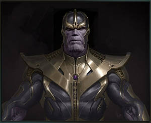 Thanos穿著金色和深色盔甲，表情嚴肅。 — 戰士 壁紙
