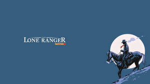 牛仔騎馬剪影映襯滿月，帶有The Lone Ranger標誌。 — 高畫質月亮 壁紙