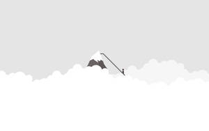 一名登山者攀登從雲層中浮現的積雪山峰。 — 雲朵 GIF 壁紙