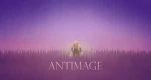 一個孤獨的裝甲人物站在高草叢生的田野中，背景是紫色天空，下方有 antimage 字樣。 — 寶可夢 剑 盾 壁紙