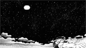 一個人在滿月和雲層的星空下睡覺。 — 哥布林殺手 壁紙