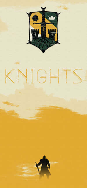 一個騎士剪影在中世紀紋章和「knights」字樣下持劍。 — iPhone 18 Pro 壁紙