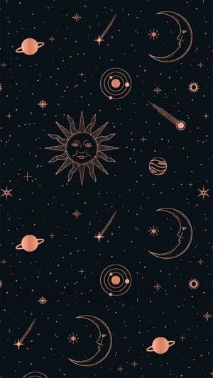 帶有笑臉的天體在黑暗天空的星星之間漂浮。 — 宇宙 壁紙