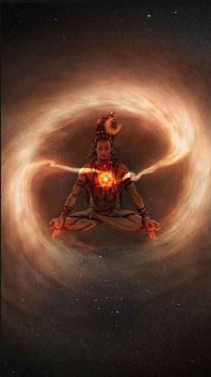 一個正在冥想的宇宙神祇，被太空中發光的螺旋環繞。 — 濕婆高清壁紙