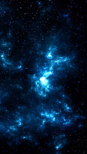 在深空中帶有發光氣體和星星的鮮豔藍色星雲。 — 藍色銀河 壁紙