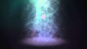 一個發光的宇宙星雲，在太空中帶有星星和紫色藍綠色的雲層。 — 明亮 壁紙