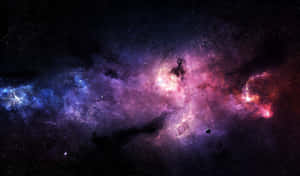 鮮豔的宇宙星雲，帶有星星和一顆小行星在太空中漂浮。 — 酷炫太空 壁紙