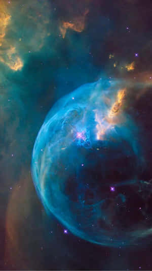 深空中帶有閃爍星星的鮮豔藍橙色星雲。 — 宇宙 壁紙