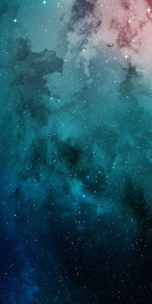 深空中充滿星星的鮮豔藍綠色和粉紅色星雲。 — 酷炫星系 壁紙