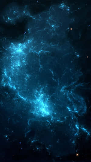 在黑暗太空背景下，帶有發光星星的鮮豔藍色宇宙星雲。 — 藍色銀河 壁紙