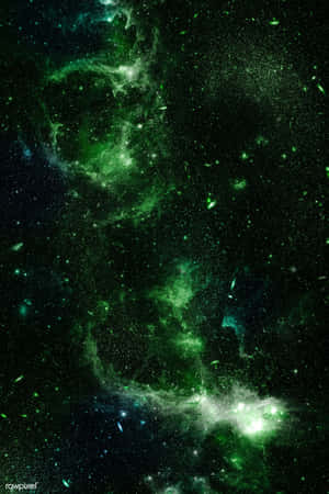 深空中帶有星星的鮮豔綠色星雲 — Oppo Pad 壁紙