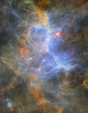 鮮豔的宇宙星雲，帶有發光的星星和旋轉的氣體。 — 星際效應 壁紙