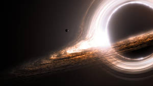 帶有發光吸積盤和遙遠行星的黑洞 — 黑洞 GIF 壁紙