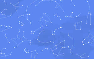 藍色天空，帶有白色點狀星座和發光星星。 — 夜空 壁紙