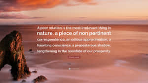 查爾斯·蘭姆的一句名言，置於日落海景與岩石地貌之上。 — 語錄 壁紙