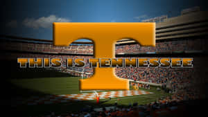 大型橙色T標誌，帶有文字This Is Tennessee，位於擁擠的足球場上方。 — 田納西泰坦 壁紙