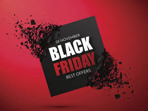 Black Friday 促銷圖形，黑色正方形在紅色背景上碎裂 — 怪诞星期五 壁紙